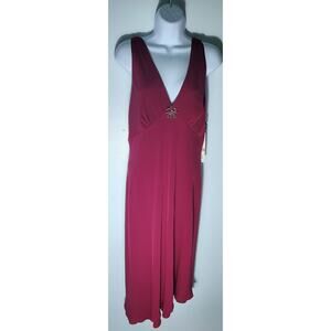 Vintage SL.Fashion Womens Burgundy Silkie Halter Dress Asymmetrical Hem Size 12